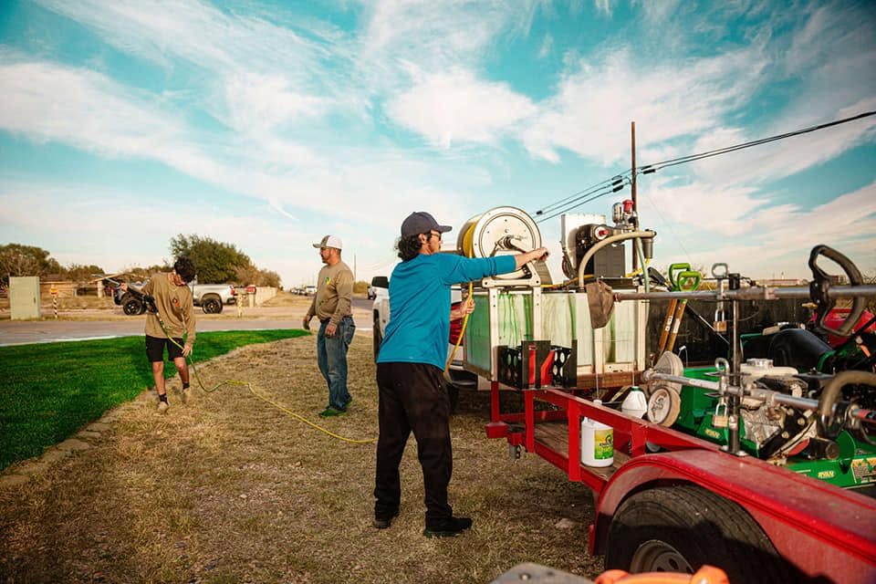 The Bold Gold crew unloading equipment at a Midland job
