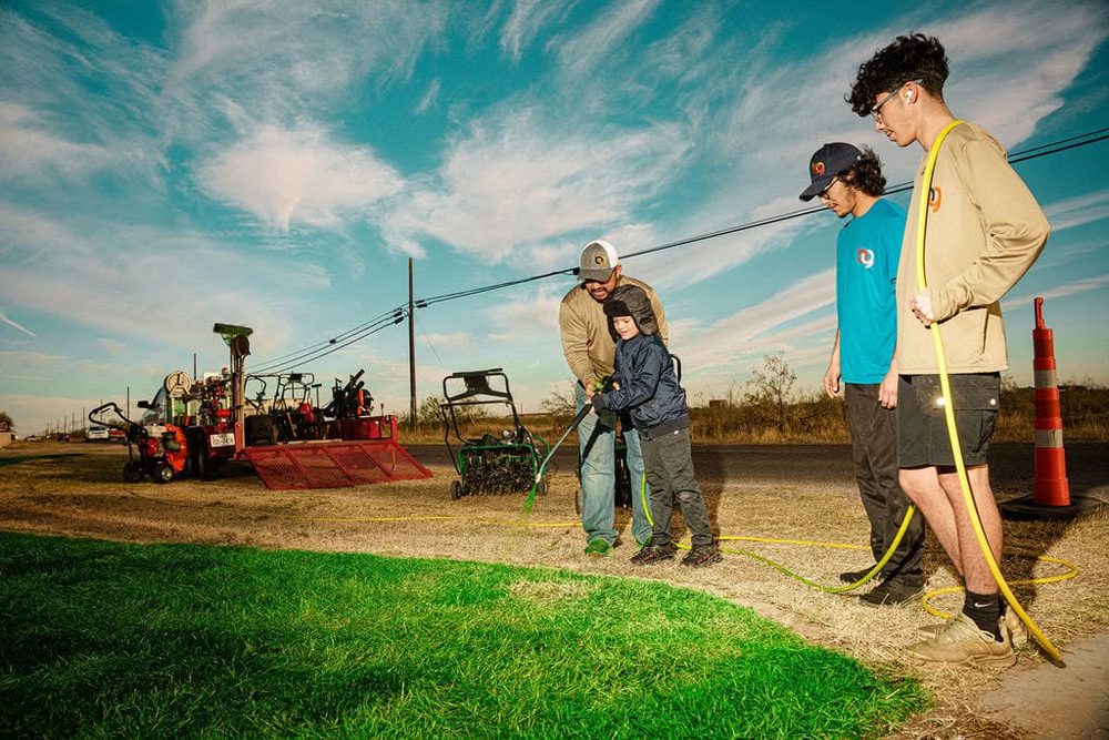 Leveling and grading a West Texas lawn